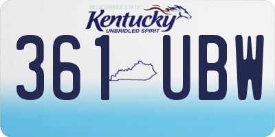 KY license plate 361UBW