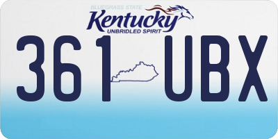 KY license plate 361UBX