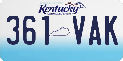 KY license plate 361VAK