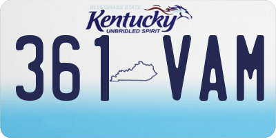 KY license plate 361VAM
