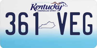 KY license plate 361VEG