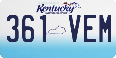 KY license plate 361VEM