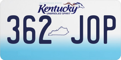 KY license plate 362JOP