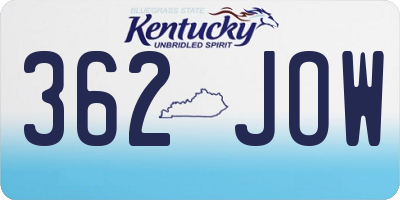 KY license plate 362JOW