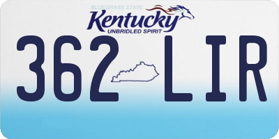 KY license plate 362LIR