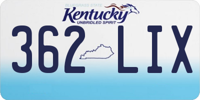 KY license plate 362LIX