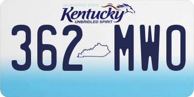 KY license plate 362MWO