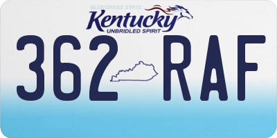 KY license plate 362RAF