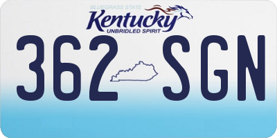 KY license plate 362SGN
