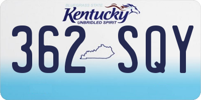 KY license plate 362SQY