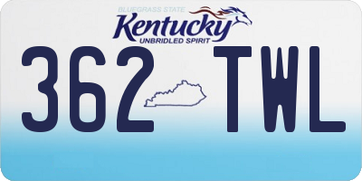 KY license plate 362TWL