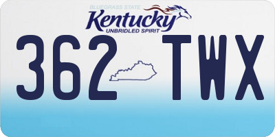 KY license plate 362TWX