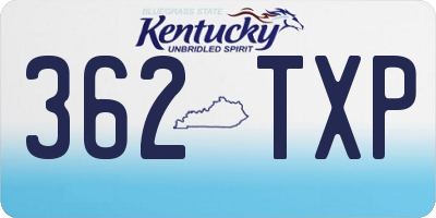 KY license plate 362TXP