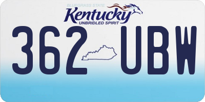 KY license plate 362UBW