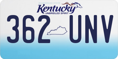 KY license plate 362UNV