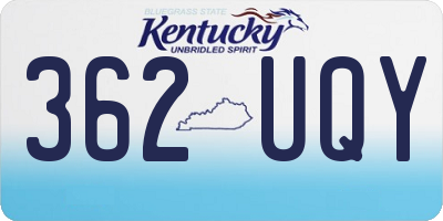 KY license plate 362UQY
