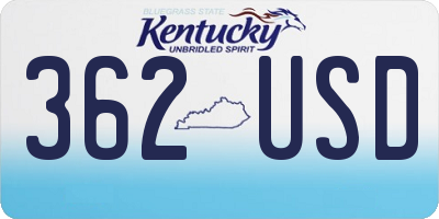 KY license plate 362USD