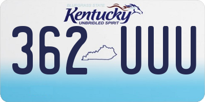 KY license plate 362UUU