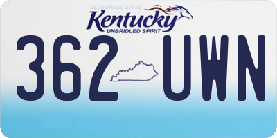 KY license plate 362UWN