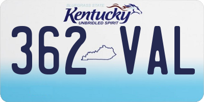 KY license plate 362VAL