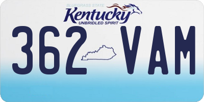 KY license plate 362VAM