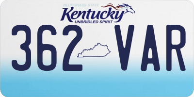 KY license plate 362VAR