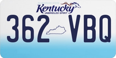 KY license plate 362VBQ