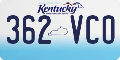 KY license plate 362VCO