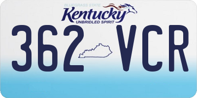 KY license plate 362VCR
