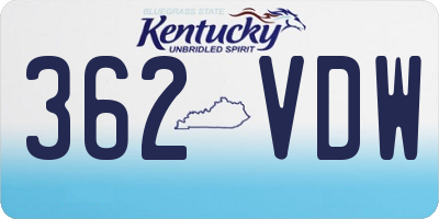 KY license plate 362VDW