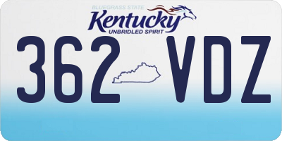KY license plate 362VDZ