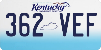KY license plate 362VEF