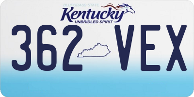 KY license plate 362VEX