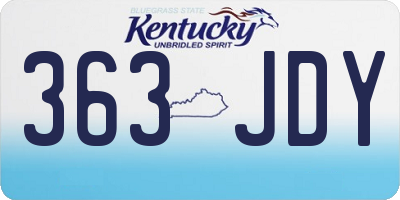 KY license plate 363JDY