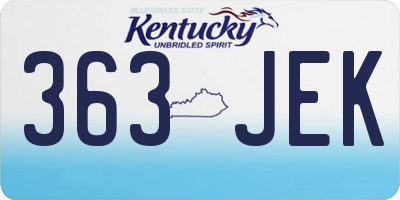 KY license plate 363JEK