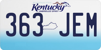 KY license plate 363JEM