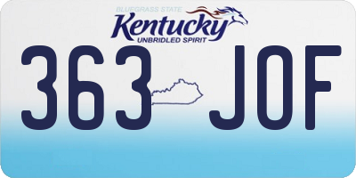 KY license plate 363JOF