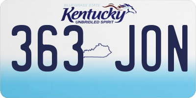 KY license plate 363JON