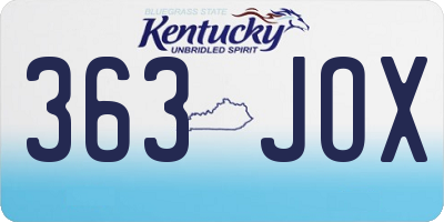 KY license plate 363JOX