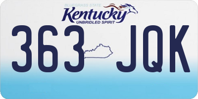 KY license plate 363JQK