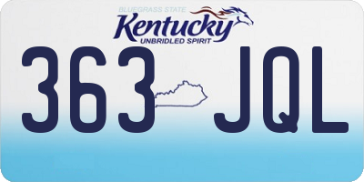 KY license plate 363JQL