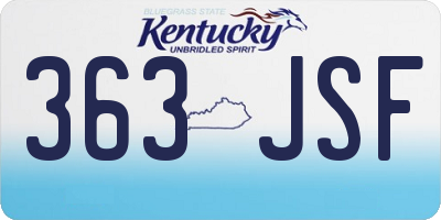 KY license plate 363JSF