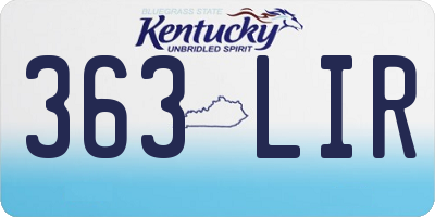 KY license plate 363LIR