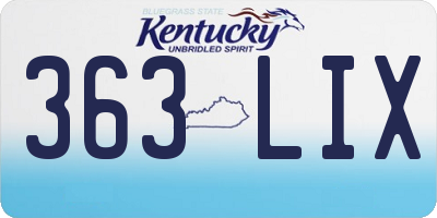 KY license plate 363LIX