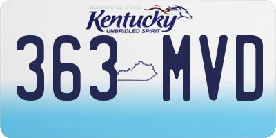 KY license plate 363MVD