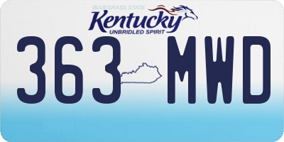 KY license plate 363MWD