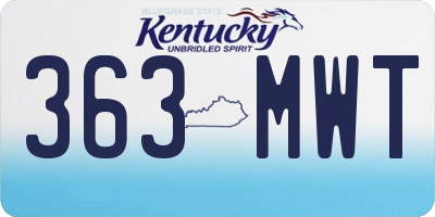 KY license plate 363MWT