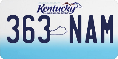 KY license plate 363NAM