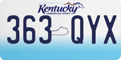 KY license plate 363QYX