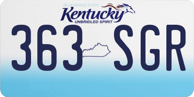 KY license plate 363SGR